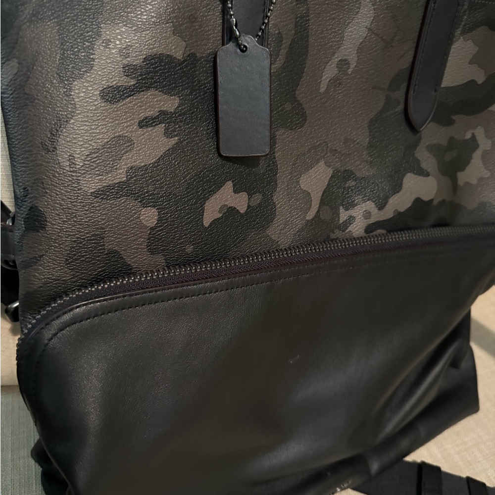 Coach Unisex Camouflage Black Leather Backpack